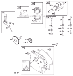 Page B Diagram and Parts List for 19B400  Briggs and Stratton Engine